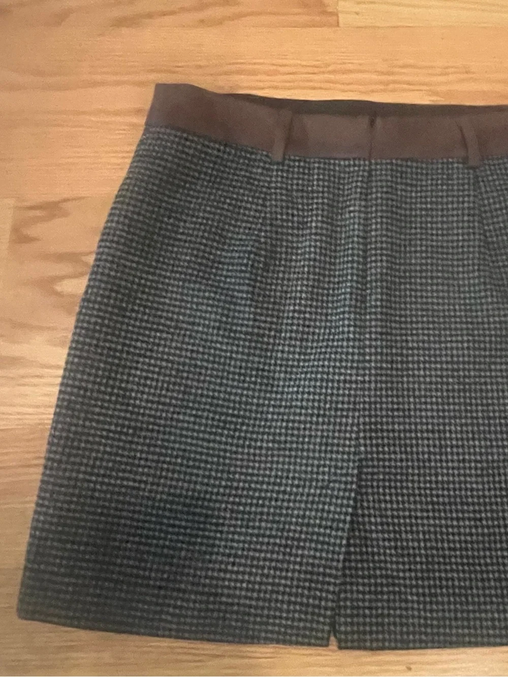 Catherine Malandrino Houndstooth Mini Skirt Brown Trim Size 8